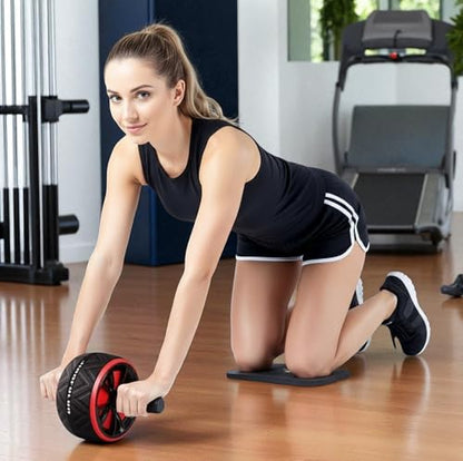 Ab Roller Wheel for Core & Abdominal Strength Workout - Portable Home Gym Exercise Equipment with Non-Slip Handles & Knee Pad for Men & Women