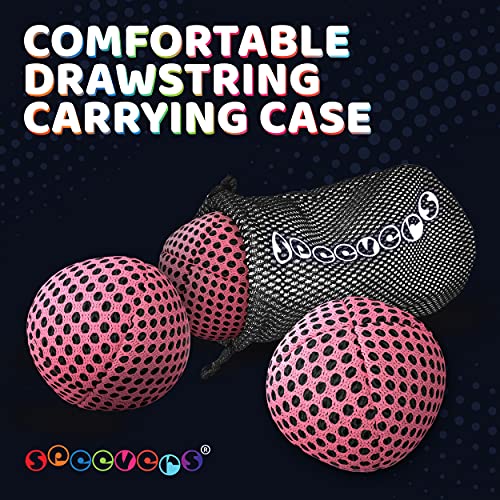 speevers Juggling Balls for Beginners and Professionals Set of 3, 14 Colors Available, 2 Layers of Net and Carry Case, Xballs Juggling Balls (Pink, 4.2 oz)