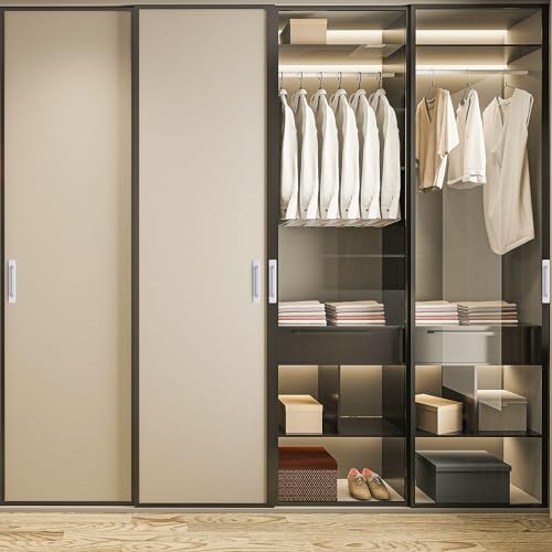 2 Pack Adhesive Handles Self Stick Instant Cabinet Handles 5.83" Stick on Cabinet Handles Drawer Push Pull Handles Helper Sliding Screen Door Handles for Sliding Closet Window Wardrobe - Silver