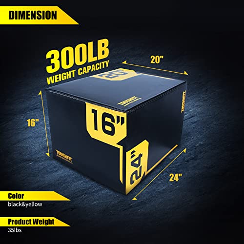 ToughFit Plyo Box - 3 in 1 Foam Plyometric Box - Jump Box for MMA, Crossfit - Adjustment Height Plyometric Jump Box for Home Gym - PVC Cover Platform & High-Density Workout Box - style: Medium - 24"x20"x16"