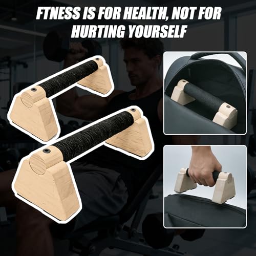 2 PCS Wooden Parallettes Bars 20 CM/7.87 in Handstand Training Blocks with Non-Slip Base Home Push Up Stand Wood Push Up Bars Calisthenics Equipment for Men