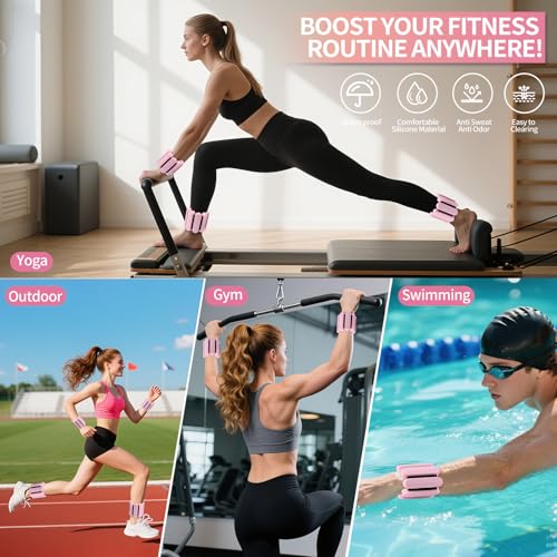 Wrist Weights – Adjustable Ankle Wrist Weights for Women & Men – Set of Weighted Bangles 2 lbs (1 lb Each) | Arm and Leg Weights for Pilates, Yoga, Running & Walking