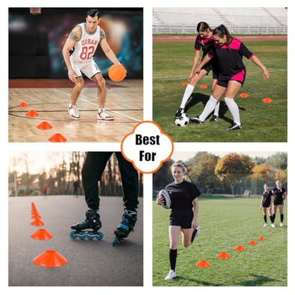 75/50/25 Pack, Pro-Grade Soccer Training Cones Set, Durable Agility Soccer Cones with Carry Bag & Strap Holder Ideal for Sports Training, Football, Soccer, Basketball- Trusted by Coaches & Athletes