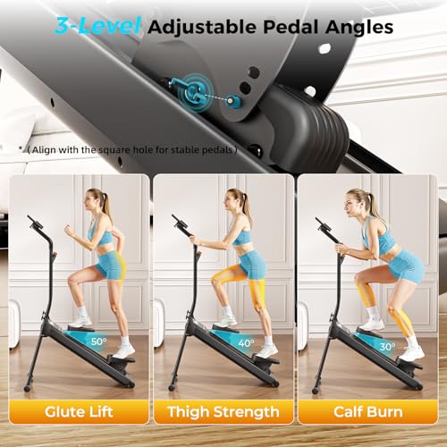 ERGOLIFE Stair Stepper for Home Gym, Stair Climber Workout Machine with Upgraded 6-Level Adjustable Resistance, Foldable Vertical Full Body Cardio Equipment, Non-Slip Pedals, Quiet 350 LBS Capacity - color: Black-Orange