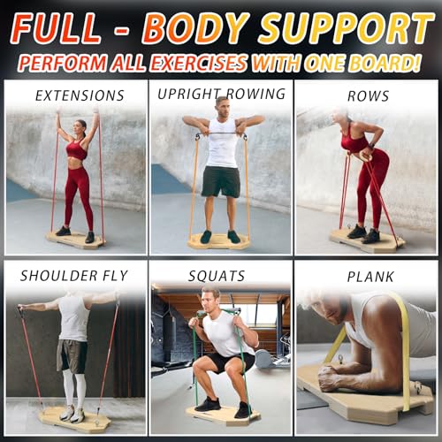 J Bryant Bamboo Resistance Band Workout Platform - Complete Set with Tube Bands, Handles, Bar & Loop Hooks for Full-Body Strength, Rehab, Mobility & Functional Training - style: Set C