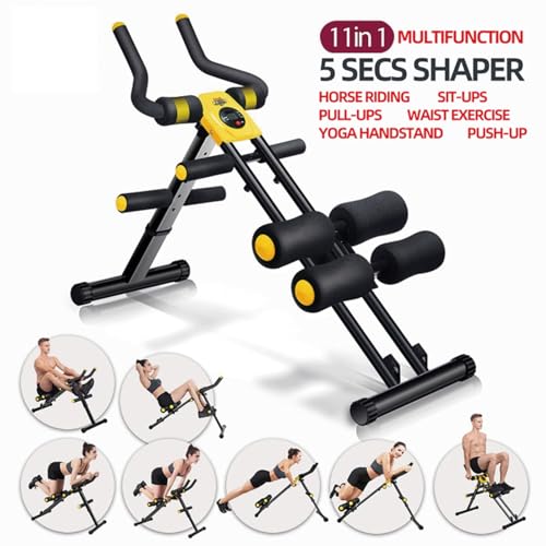 Foldable Ab Workout Machine for Home Gym – Adjustable Core & Waist Trainer for Women, Full Body Abdominal Exercise Equipment with Resistance Bands & LCD Display