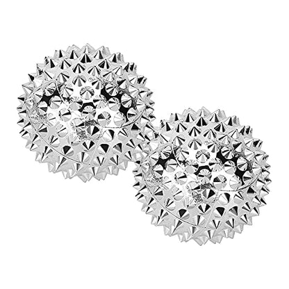 Ymiko Massage Balls,1 Pair Magnetic Massage Ball Hand Massage Acupressure Ball Silver