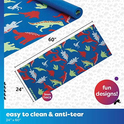 Antsy Pants Kids Yoga Mat - Non-Slip Exercise Mat, 60" x 24", 3mm - color: Dino