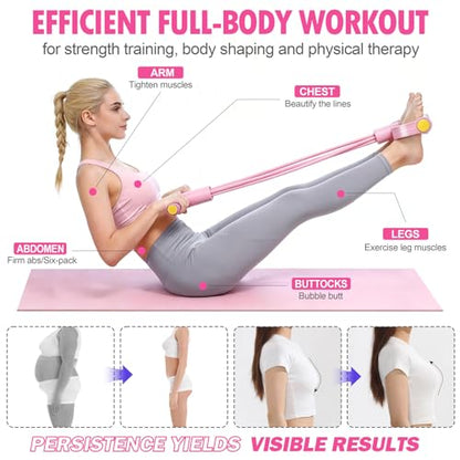 Foot Pedal Resistance Bands with Handles, 6-Tube Multifunction Exercise Bands, Durable Home Gym Fitness Equipment for Women & Men
