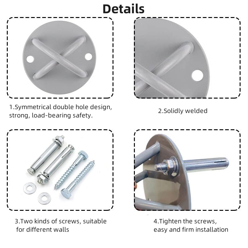 Wall Mount Bracket for X, Yoga Ceiling Mount Suspension Straps for Gymnastic Rings and Aerial Yoga Swing