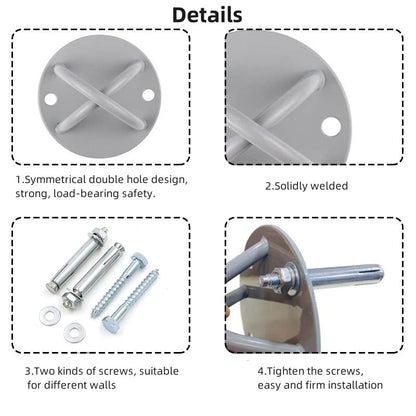 Wall Mount Bracket for X, Yoga Ceiling Mount Suspension Straps for Gymnastic Rings and Aerial Yoga Swing