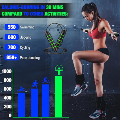 24 Pieces Jump Ropes for Fitness with Ball Bearings Speed Jumping Bulk Adjustable Skipping Rope with Foam Handles for Men Women Cardio Training