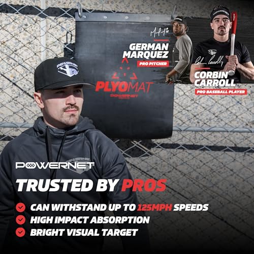 PowerNet Plyometric Softball & Baseball Training Equipment - Weighted Plyo Balls, Hanging Mat, Portable Backstop & Pitching Trainer - style: Throwing Pitching Trainer
