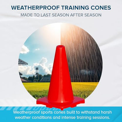 LVL10 Pro Training Cones - 12" Large Soccer Cones for Sports Training - for Basketball, Football, Basketball and Agility Drills - Soccer Field Markers that Won't Crack, Slide or Fly - style: 6 cones