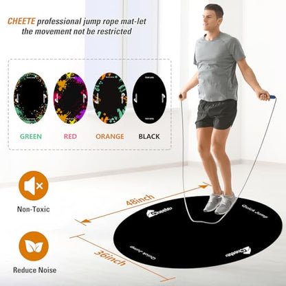 Jump Rope Mat Large Rubber Exercise Mat Workout Mats for Home Gym Flooring Non-Slip Oval Design for Floor & Rope Protection