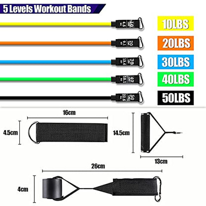 Uten Resistance Bands - color: Yellow, Orange, Blue, Green, Black