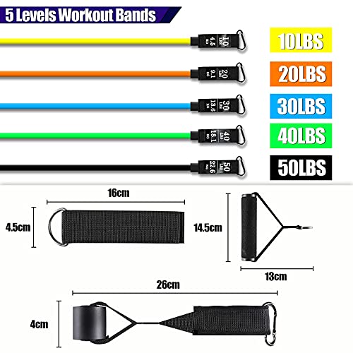 Uten Resistance Bands - color: Yellow, Orange, Blue, Green, Black