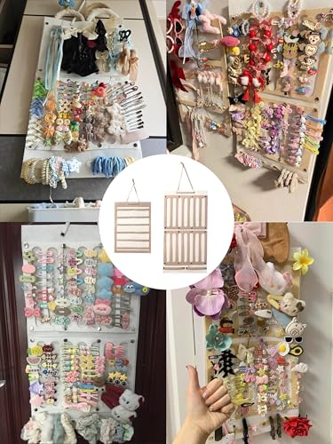 2 Pack Hair Bows Holder Organizer for Girls Women Wall Hanging Large Capacity Hair Cord Headband Storage Hair Accessories Organizer (2Pack Coffee)