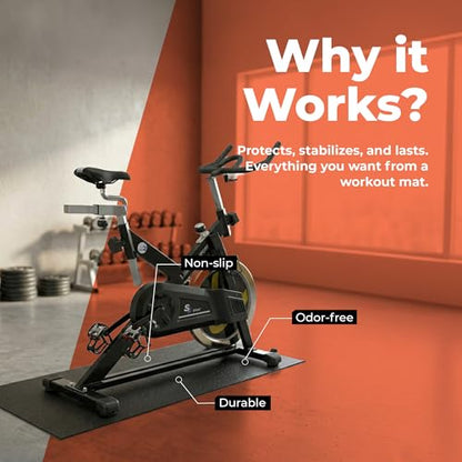 Supermats Heavy Duty Equipment Mat 20GS Made in U.S.A. for Indoor Cycles Exercise Upright Bikes and Steppers (2 Feet x 3 Feet 10 In) (24-Inch x 46-Inch) (60.96 cm x 116.84 cm) , Black