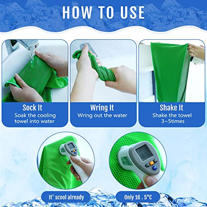Hosuly 30 Pack Cooling Towels 40"x12" - color: Bright Green, Dark Blue