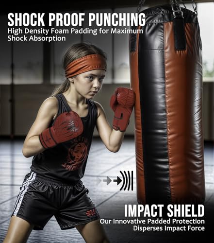 Exxact Sports Knockout Youth Boxing Gloves for Kids (3-10 Years) with Padded Protection and Wrist Support, Durable Engineered Leather Kids Boxing Gloves for Boys and Girls