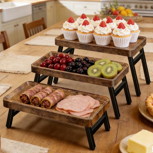 Cupcake Stand, 3 Tier Serving Tray, Foldable Tiered Tray Stand