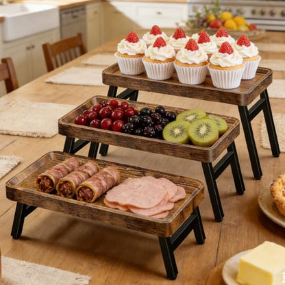 Cupcake Stand, 3 Tier Serving Tray, Foldable Tiered Tray Stand