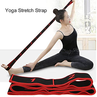 Pilipane Waist Back Leg Stretch Strap, Stretching Strap Yoga Strap for Home Workout, Exercise Strap for Pilates, Dance and Gymnastics (red)