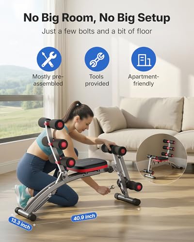 MERACH Ab Machine, Adjustable Ab Workout Bench for Home Gym, Multi-Functional Sit Up Exercise Equipment with 300 LBS Weight Capacity, Exercise Chair for Full Body Workout
