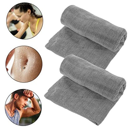 Kisangel 2Pcs Quick Dry Microfiber Gym Towels Super Absorbent Sports Sweat Towels for Workout Yoga Travel Camping Fitness with Cooling Function Gray
