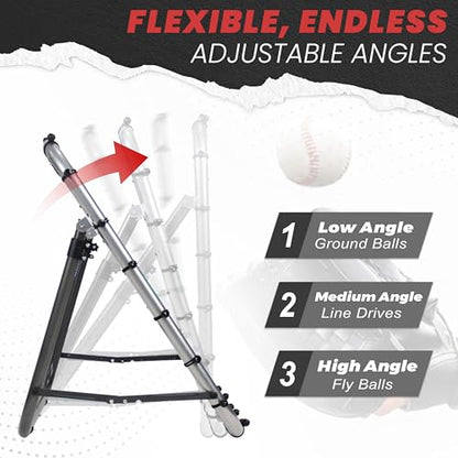 Portable Pro Rebounder Baseball Softball 3' x 3' Foldable Heavy Duty Pitch Back Bounce Trainer Adjustable Dual Rebound Modes (Predictable and Random)