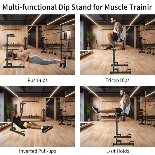 Adjustable Height Dip Bar Station, Heavy Duty Dip Station for Home Gym,Multi-function Dip Station Pull Up Bar Full Body Strength Training Workout Fitness Equipment for Tricep Dips - color: Dip Station