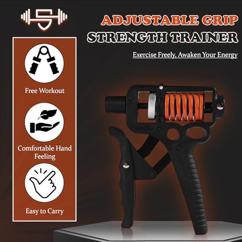 Adjustable 10–400 lb Grip Strength Trainer (Premium Adjustable Grip Strengthener for Forearm Training) Alloy Frame, Titanium-Plated Steel, TPR Non-Slip Handles (Orange)