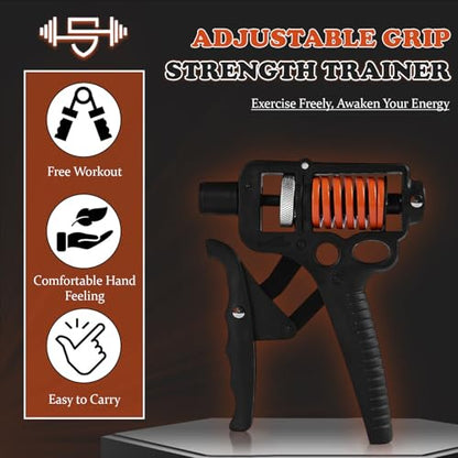 Adjustable 10–400 lb Grip Strength Trainer (Premium Adjustable Grip Strengthener for Forearm Training) Alloy Frame, Titanium-Plated Steel, TPR Non-Slip Handles (Orange)