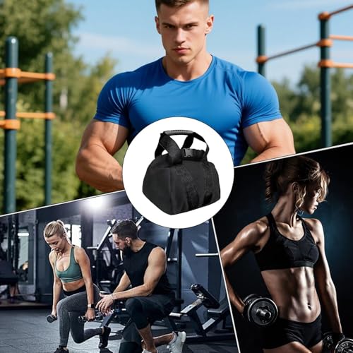 Sandbag Workout – Canvas 25.5x25x17cm | Adjustable Weight Fitness Sand Bag Kettlebell | Strength Training Exercise Equipment For Women Men Home Gym Yoga Sports Use - color: Black