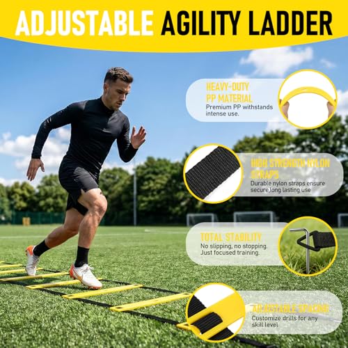 Agility Ladder,Soccer Training Equipment Set,Speed & Agility Training - color: Yellow