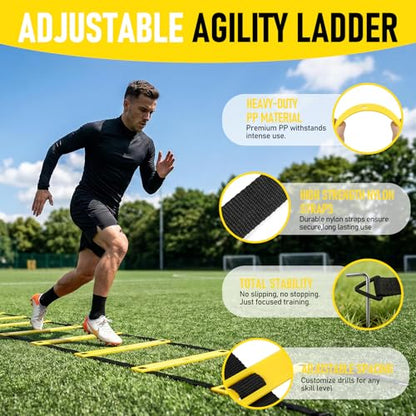 Agility Ladder,Soccer Training Equipment Set,Speed & Agility Training - color: Yellow