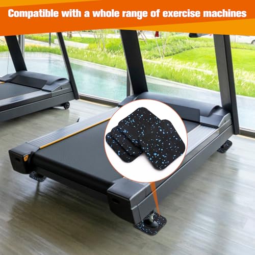 4Pcs Treadmill Mats, Coolrunner High Density Equipment Pads Noise Reduction for Floor Protection, Washing Machine Pads, Anti Vibration Rubber mats for Stationery Bike, Rowing Machine, Home Gym Station