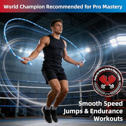 YUEDONG Beaded Jump Rope for Fitness, Adjustable Jump Rope with 19.5cm Extra-Long Anti-Slip Handles, Lightweight TPU Beaded Rope for Adults, Cardio, Exercise, Freestyle and Endurance Training - color: Pink