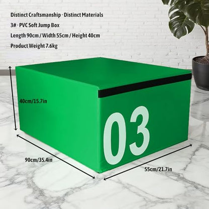 Free Combination Foam Plyo Jump Box - 7.9-55.1in Stackable | Non-Slip PVC, Shock-Absorbing EPE Foam | Handles for Home Gym, Plyometrics, Athletes(Size:03#- H:40CM)