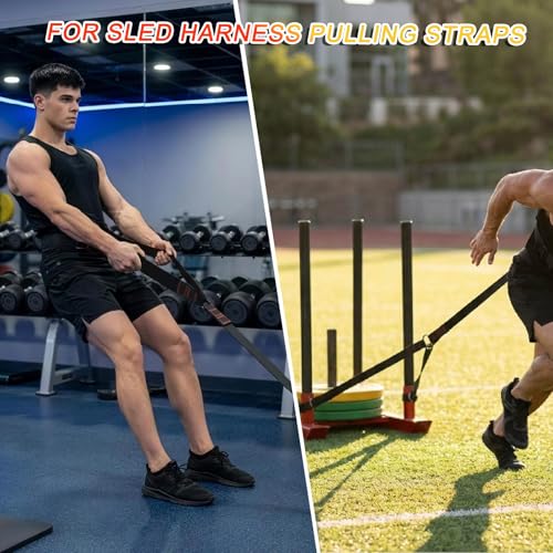 Heavy-Duty Sled Pulling Strap, Tire Dragging Pull Strap for Sled Training, Strength & Conditioning Workouts, Compatible with Harnesses & Belts