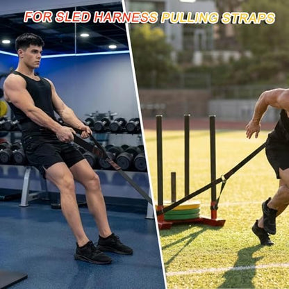 Heavy-Duty Sled Pulling Strap, Tire Dragging Pull Strap for Sled Training, Strength & Conditioning Workouts, Compatible with Harnesses & Belts