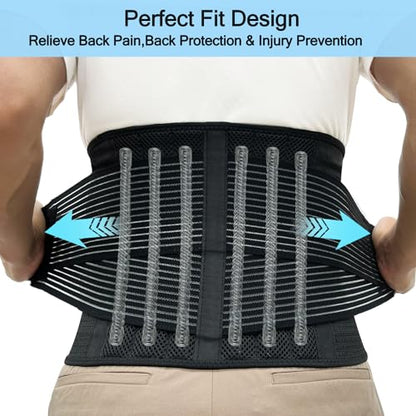 Back Brace for Women and Men, Back Support Belt for Lifting at Work, Back Stretcher for Lower back Pain Relief, Scoliosis, Sciatica,Herniated Disc,Protect Belt for Lumbar 04 Black-XXXL