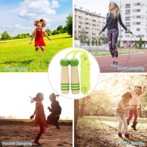 Jump Rope Kids, 7ft Adjustable Cotton Skipping Rope with Wooden Handle for Boys and Girls Fitness Outdoor Exercise - style: Green