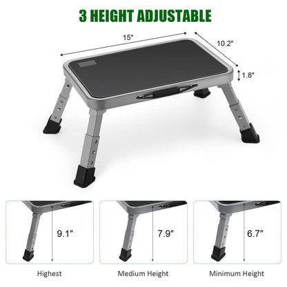 Foldable Step Stool, Adjustable Step Stool with a Non-Slip Platform, Step Ladder with Thick Rubber Feet for Adults or Children in Kitchen, Bedroom, Office, Rv, 330 Lbs Capacity