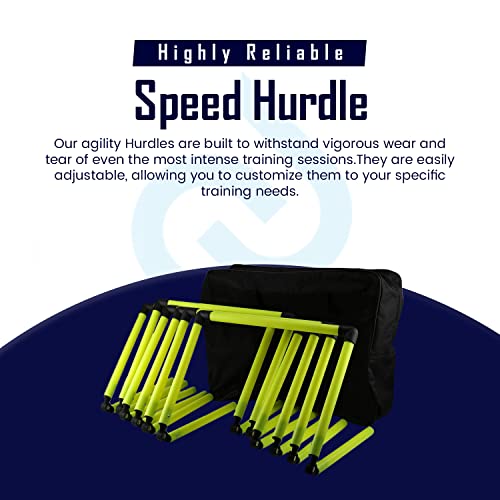 Splay Adjustable Agility Hurdles (Pack of 6 with Carry Bag) - Six Speed Hurdle for Speed Agility Training Football Coaching Drills - Yellow and Red Sport Dog Hurdles
