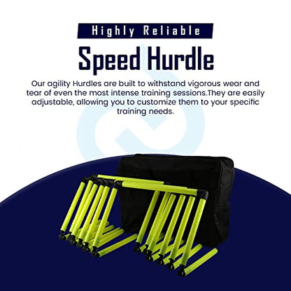 Splay Adjustable Agility Hurdles (Pack of 6 with Carry Bag) - Six Speed Hurdle for Speed Agility Training Football Coaching Drills - Yellow and Red Sport Dog Hurdles