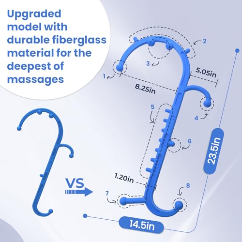 Deep Tissue Back & Neck Massager - Back Massager Stick for Pain Relief, Muscle Knot Remover, Trigger Point Massage Tool for Full Body, Shoulders, Legs - Pressure Point Massage Tool (Blue) - color: Blue