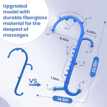 Deep Tissue Back & Neck Massager - Back Massager Stick for Pain Relief, Muscle Knot Remover, Trigger Point Massage Tool for Full Body, Shoulders, Legs - Pressure Point Massage Tool (Blue) - color: Blue