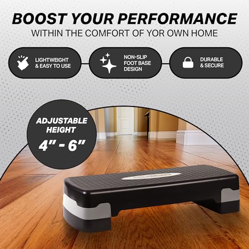 HolaHatha Compact Portable Aerobic Step Platform Exercise Fitness Equipment, Cardio Stepper with Adjustable Height for Home Gym - color: White